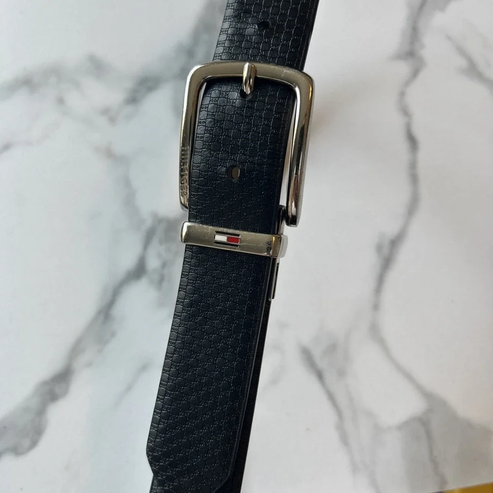 Mens Tommy Hilfiger Jeans Synthetic Leather Belt‎ Brown/Black Size S (30-32)
